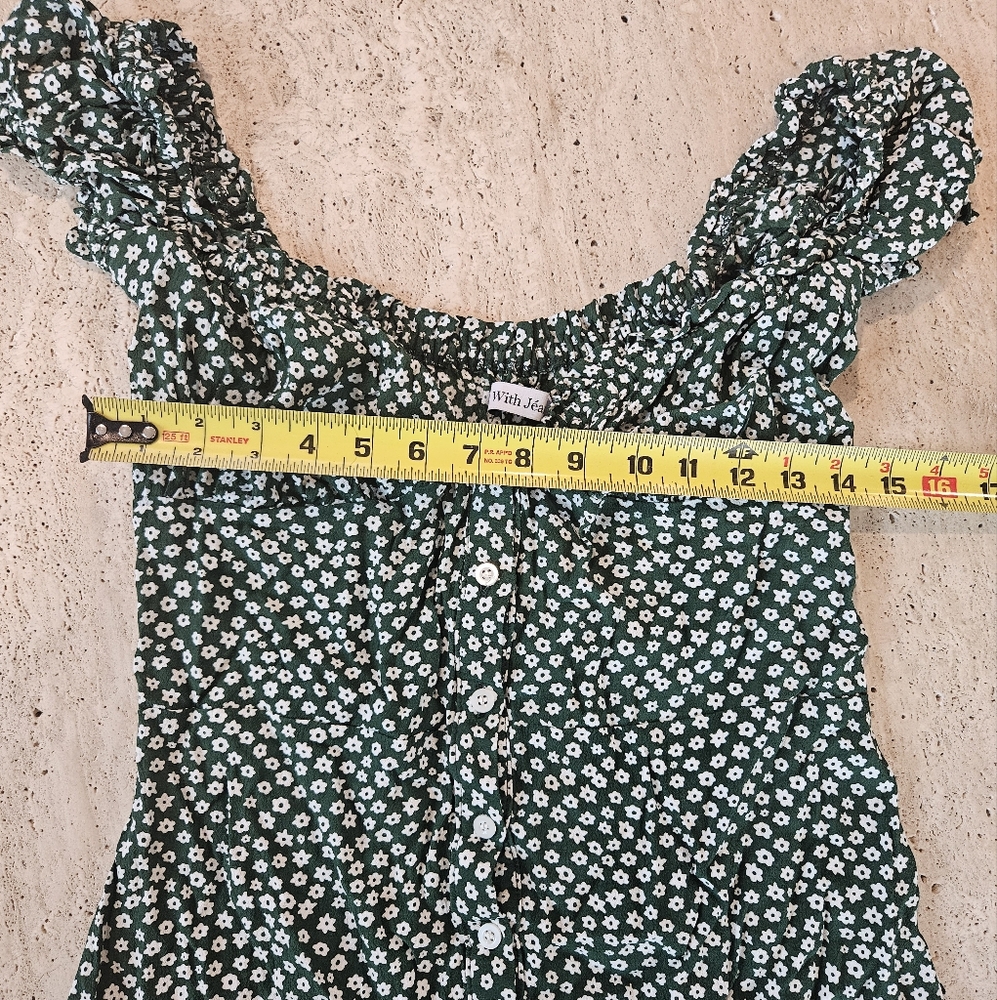 With Jean Isabelle Dress in Floral Green, Size L - Picture 4 of 8